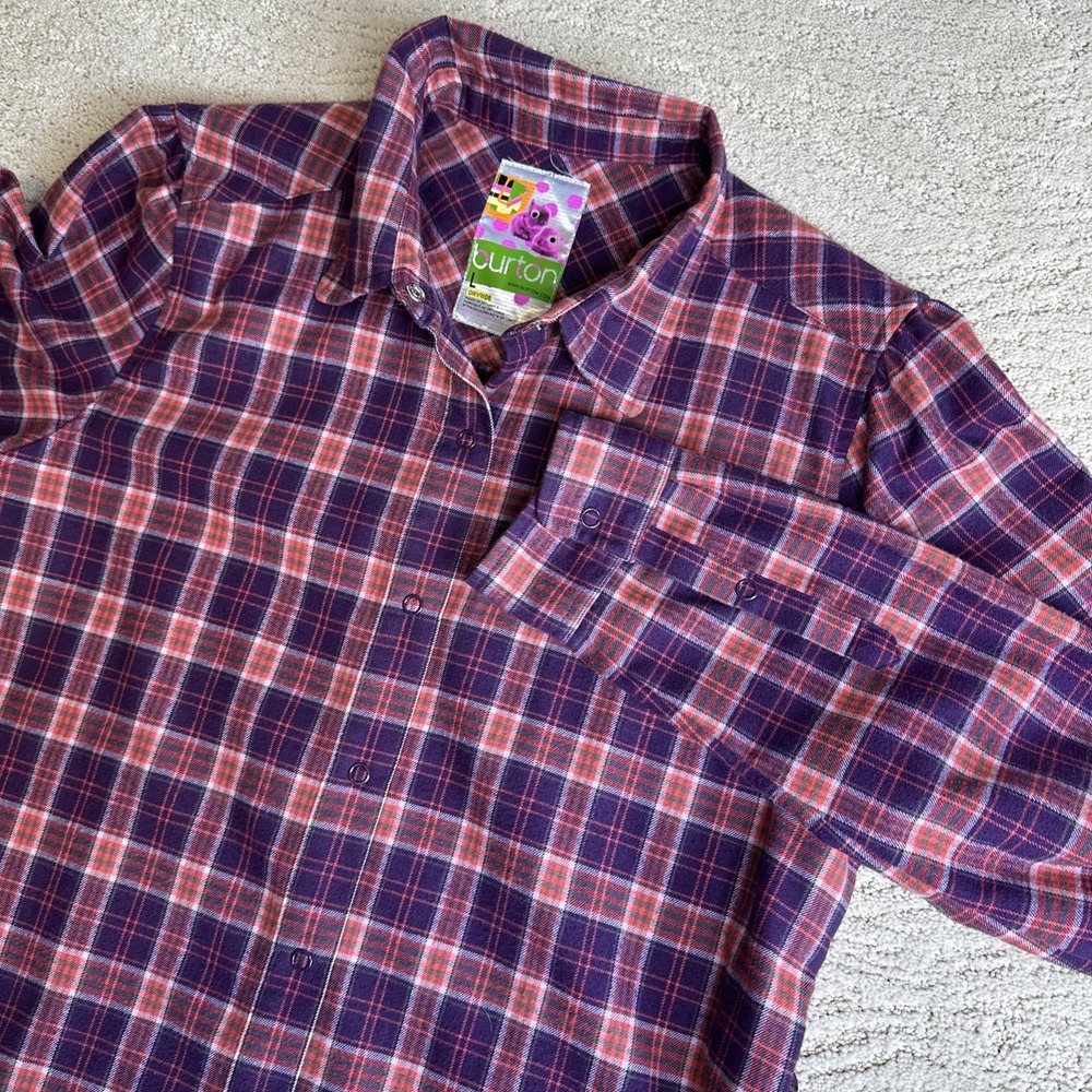 Women's Burton Dry Ride Large Long Sleeve Plaid‎ Flannel Shacket Pockets